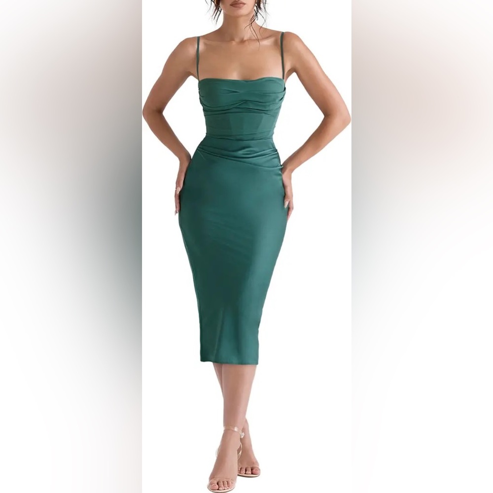 House of CB Silk Green Dress